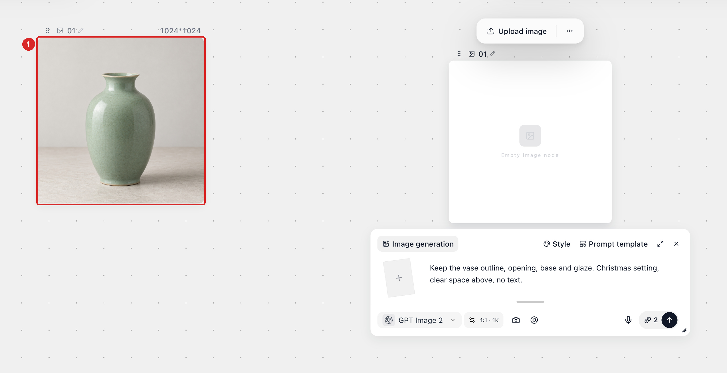 Capture brief: source outline, opening and base, plus the uploaded node