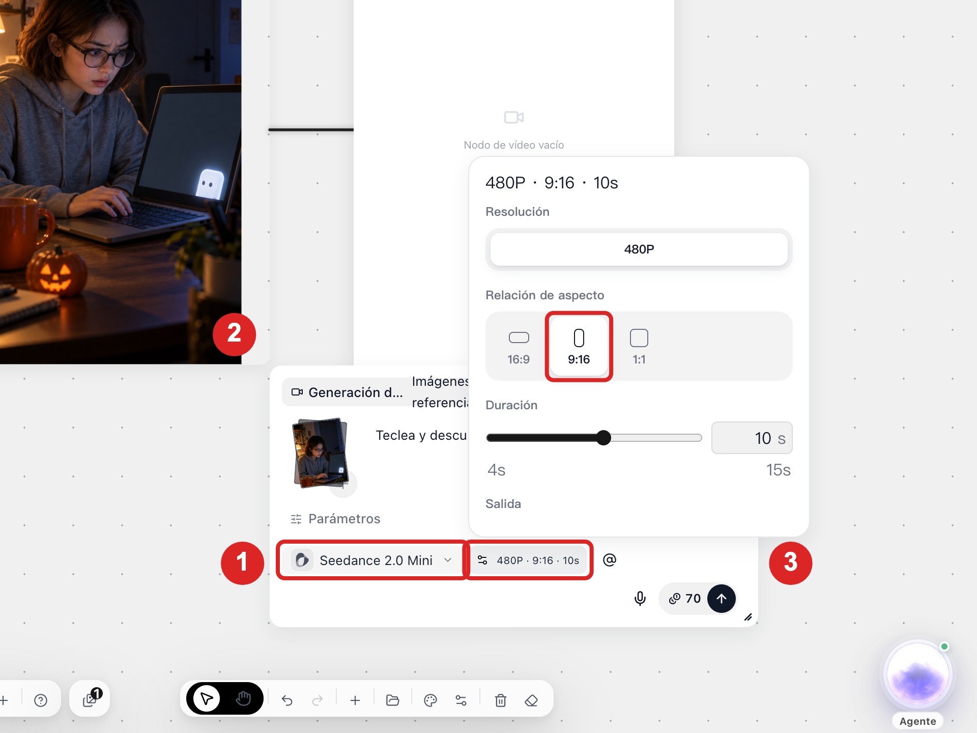 Línea de tiempo con los seis clips de diez segundos alineados y la opción para exportar el vídeo final resaltada