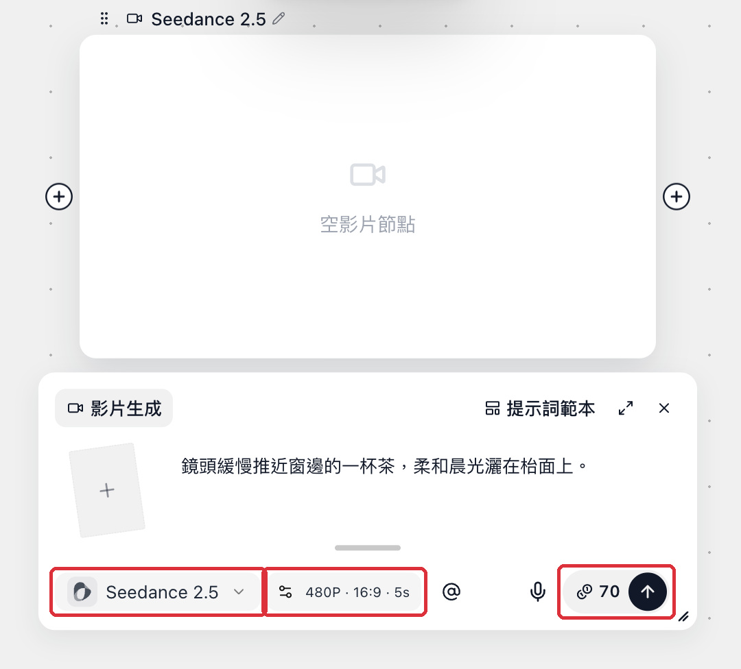 生成前，輸入框右下角的 ↑ 按鈕上顯示本次要扣的準確積分