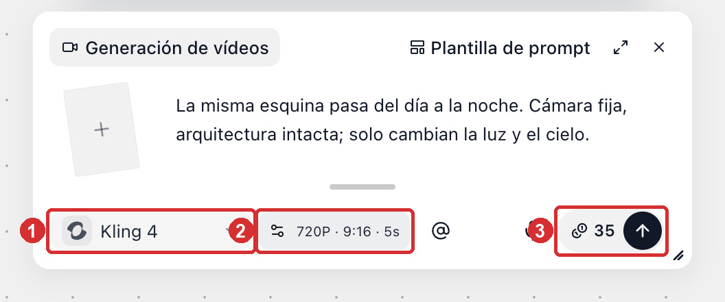 El botón de generación muestra los créditos para esta ejecución
