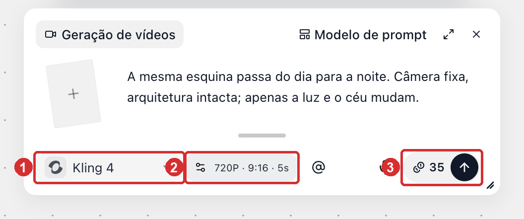 O botão de geração mostra os créditos desta execução