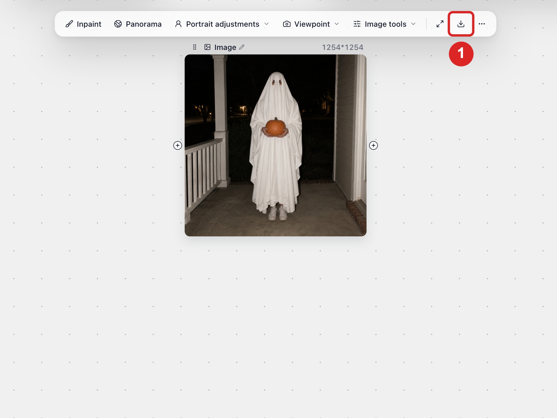Completed image node with the Download image button selected.