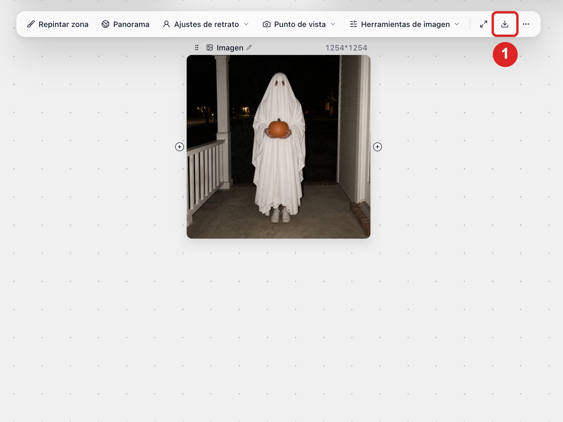 Opción de descarga en el nodo con la imagen terminada